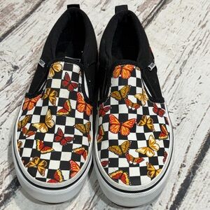 Vans Asher Butterfly Checkerboard Girls Slip On Shoes Sneakers Fashion